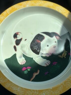 Cute Puppy Decorative Plate and cup in Yellow and Green
